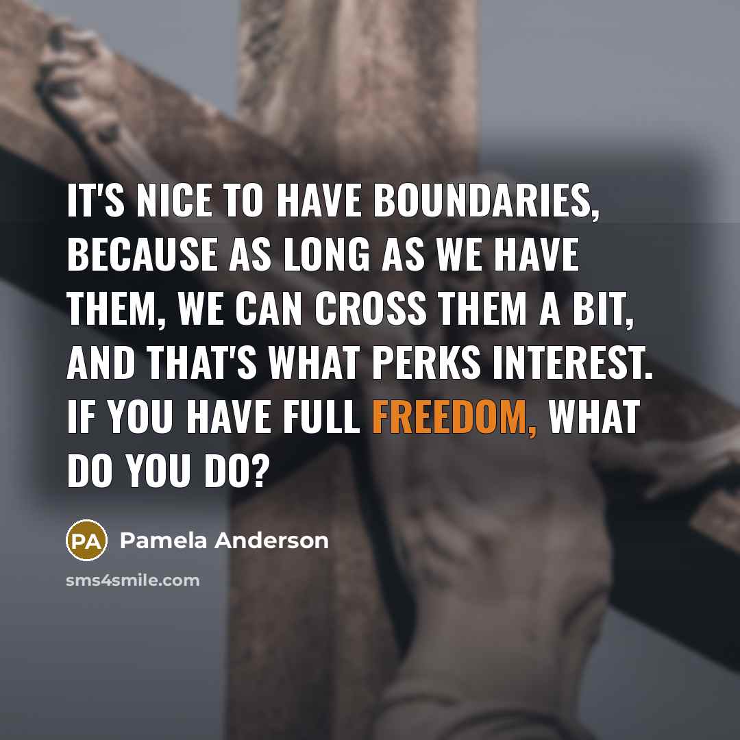 “It's nice to have boundaries, because as long as we…” quote by Pamela Anderson