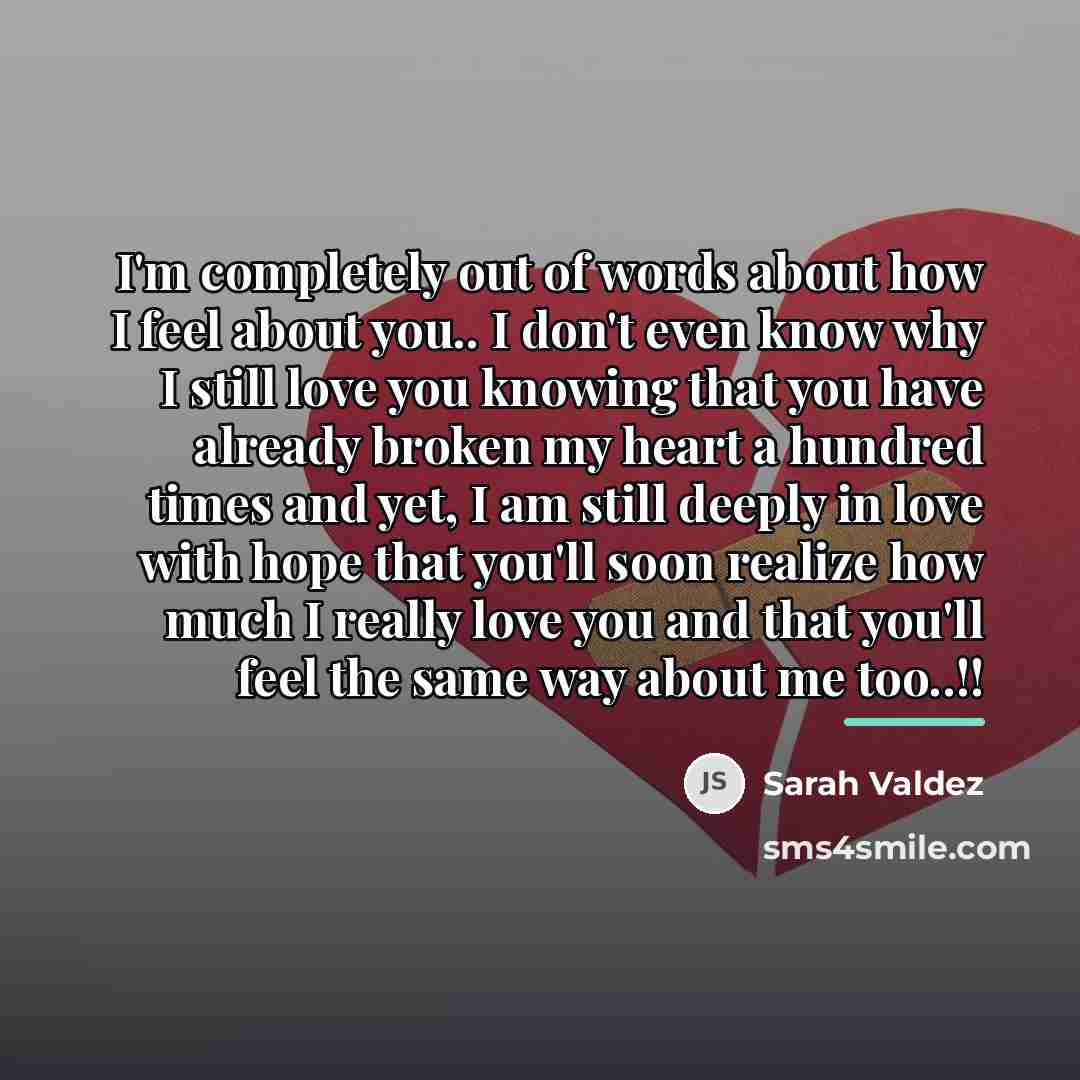 “I'm completely out of words about how I feel about…” quote by Sarah Valdez