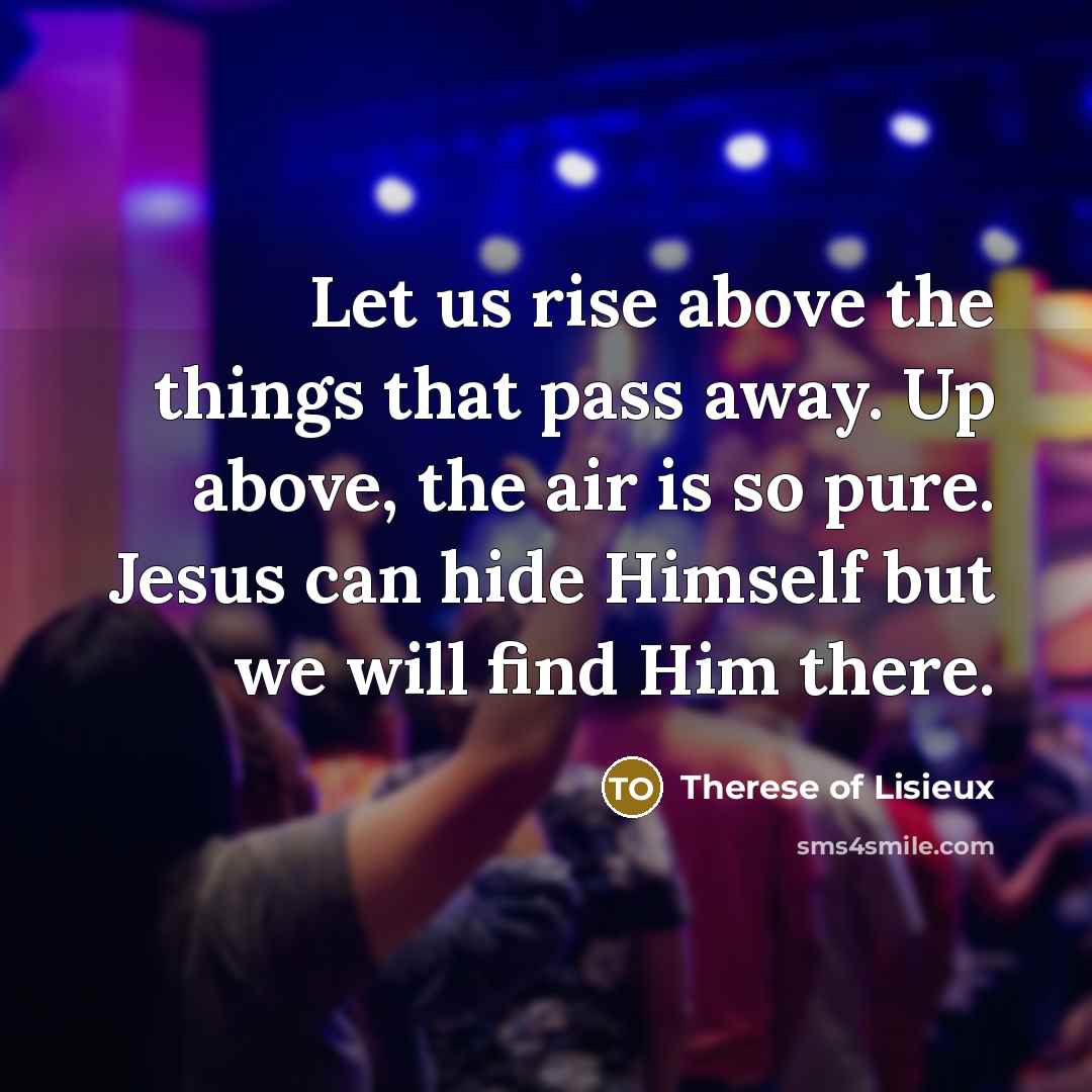 “Let us rise above the things that pass away. Up…” quote by Therese of Lisieux