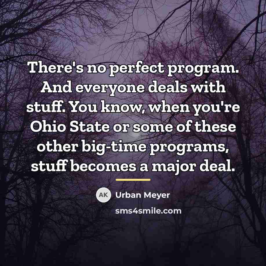 “There's no perfect program. And everyone deals with stuff. You…” quote by Urban Meyer