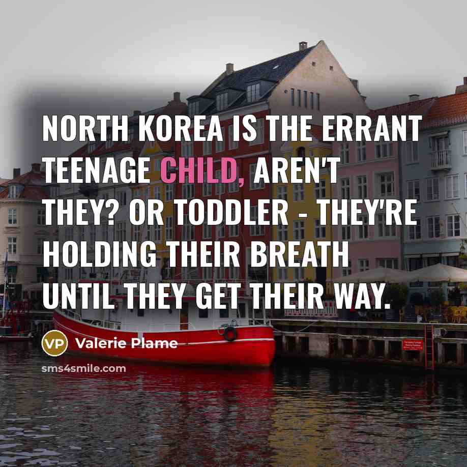 “North Korea is the errant teenage child, aren't they? Or…” quote by Valerie Plame