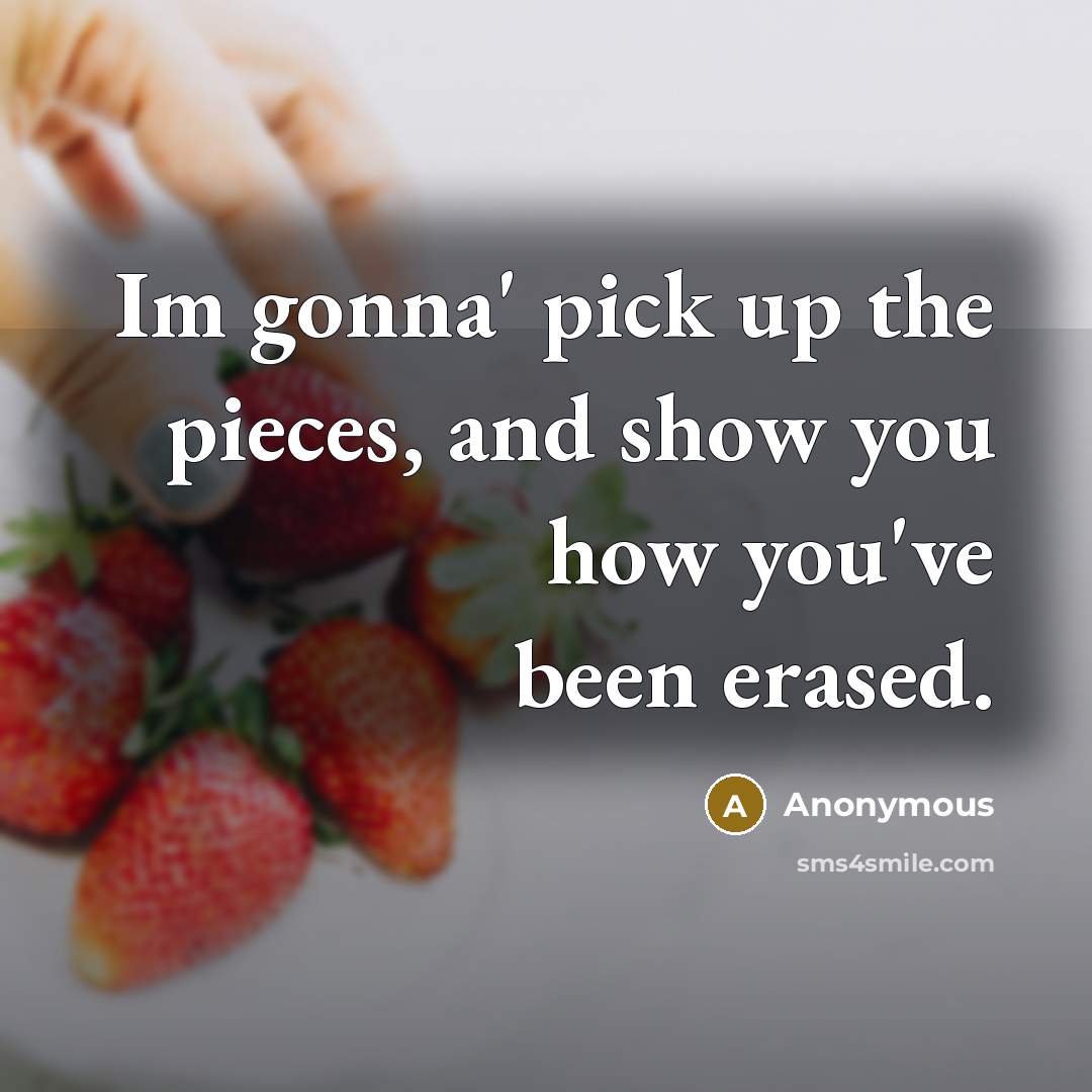 “Im gonna' pick up the pieces, and show you how…” quote by Anonymous