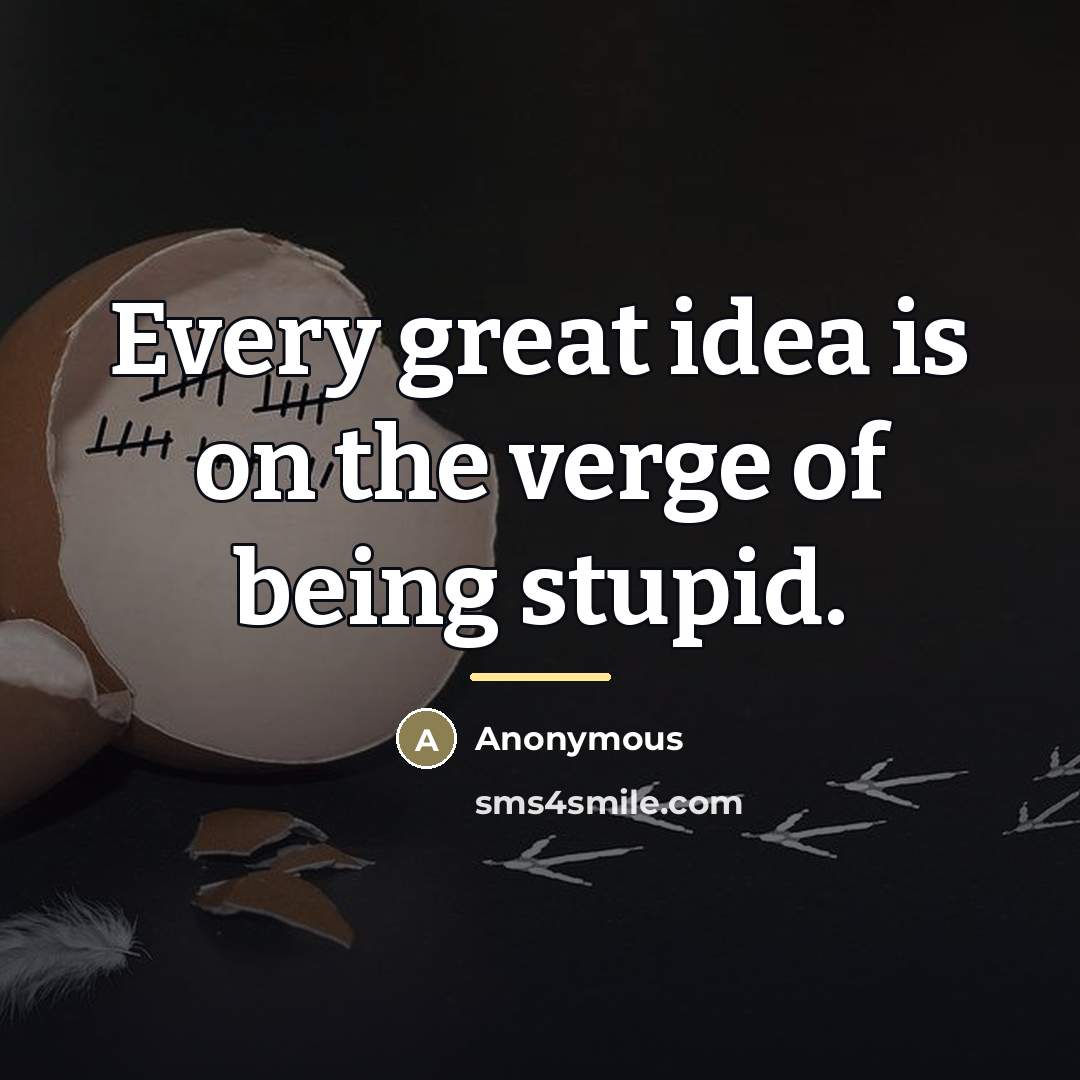 “Every great idea is on the verge of being stupid.…” quote by Anonymous