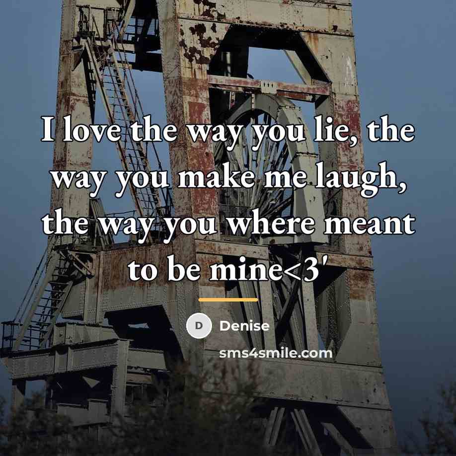 “I love the way you lie, the way you make…” quote by Denise