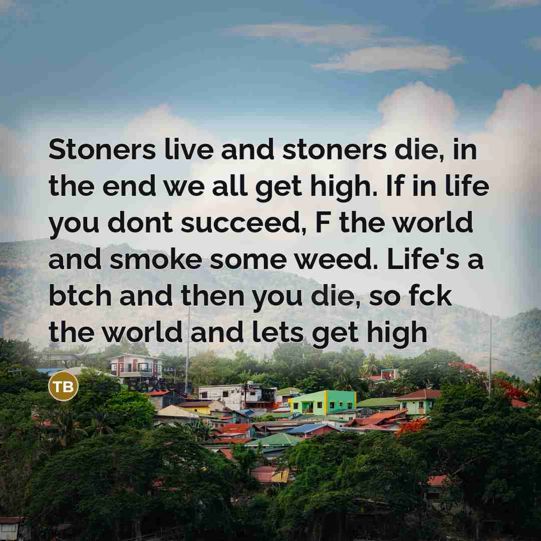 “Stoners live and stoners die, in the end we all…” quote by Teia Baxter