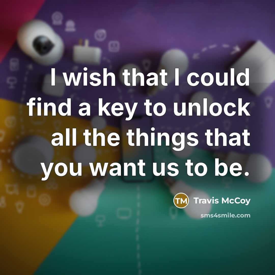 “I wish that I could find a key to unlock…” quote by Travis McCoy