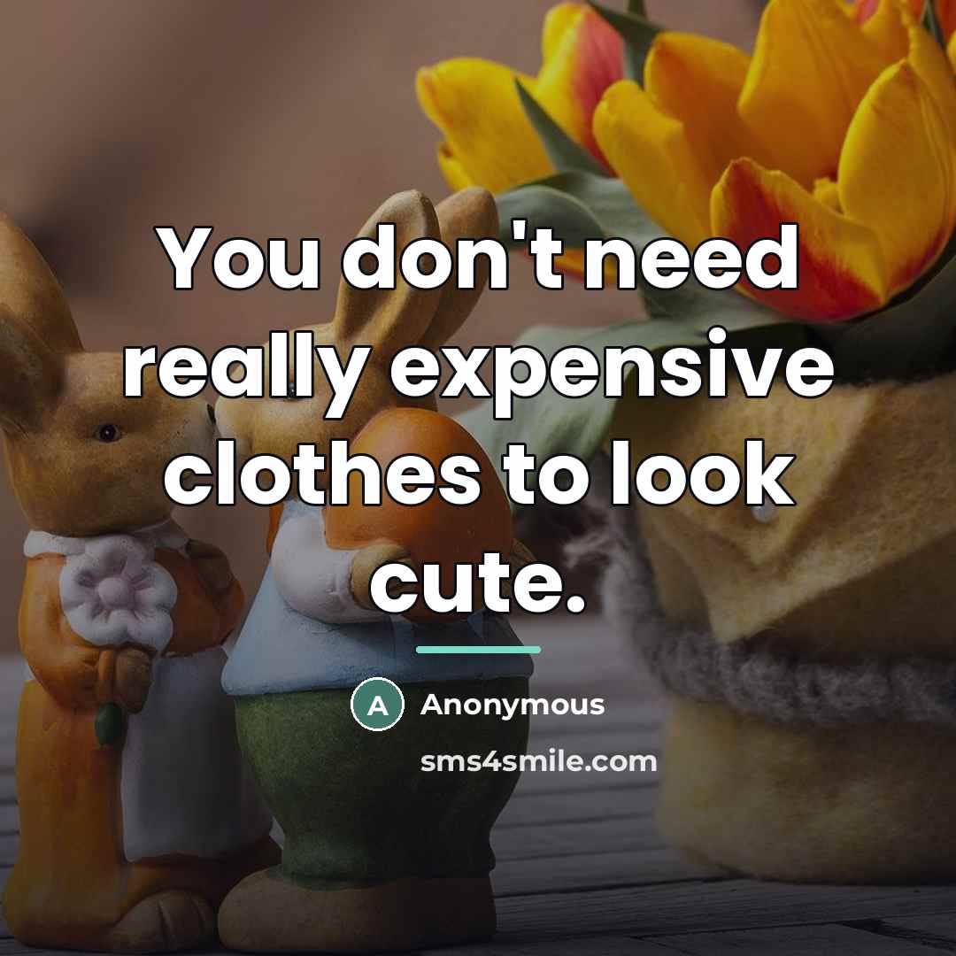 “You don't need really expensive clothes to look cute.…” quote by Anonymous