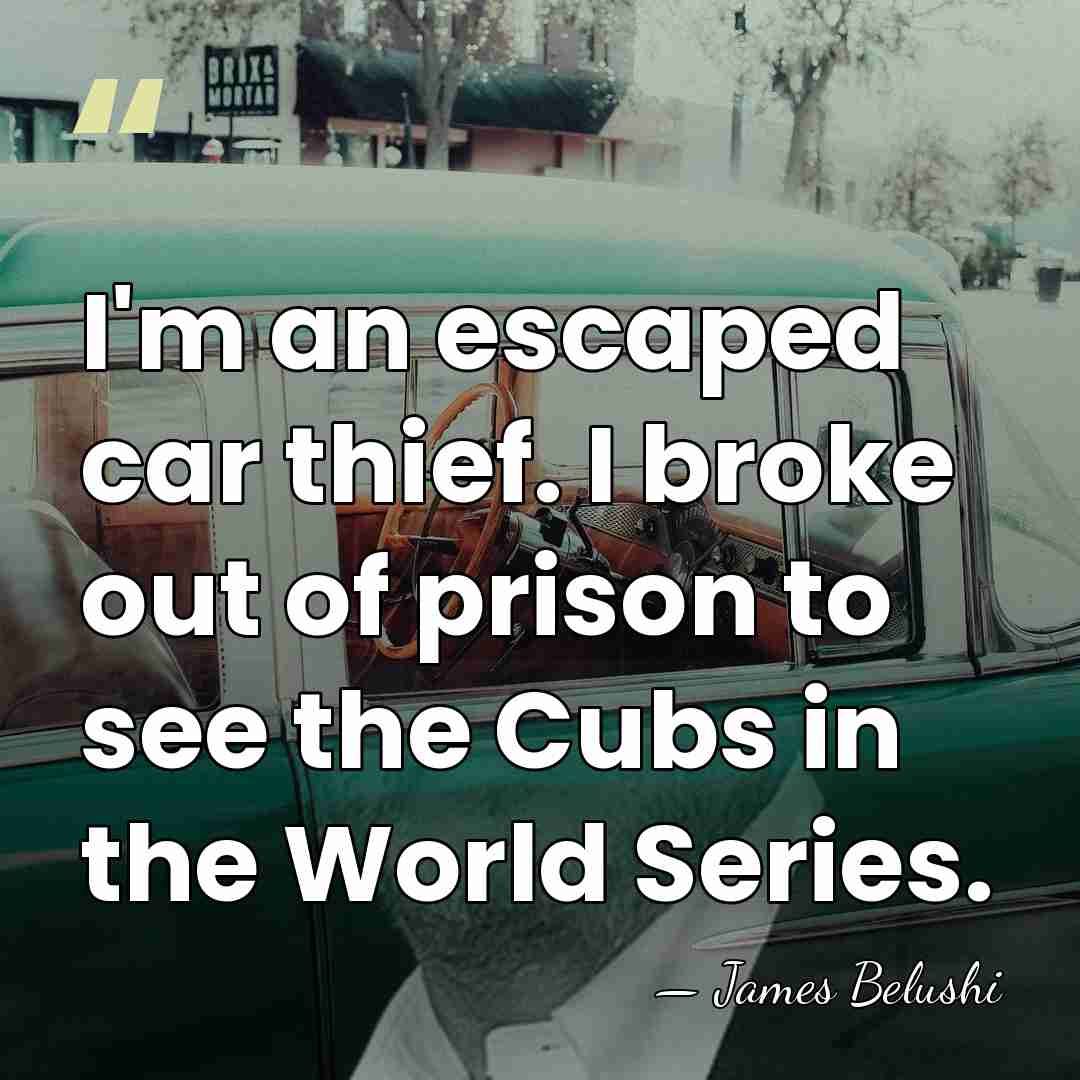 I'm an escaped car thief. I broke out of prison to see&hellip; - James Belushi