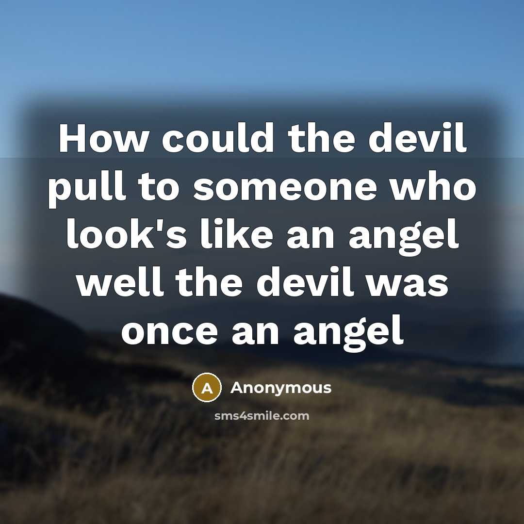 “How could the devil pull to someone who look's like an angel well the devil was once an angel” quote by Anonymous