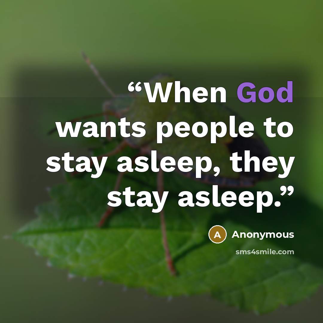 “When God wants people to stay asleep, they stay asleep.” quote by Anonymous