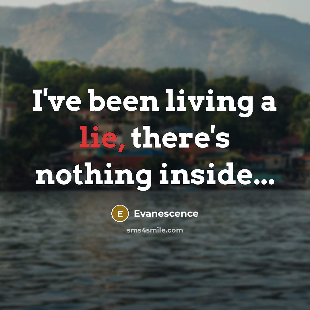 “I've been living a lie, there's nothing inside...…” quote by Evanescence