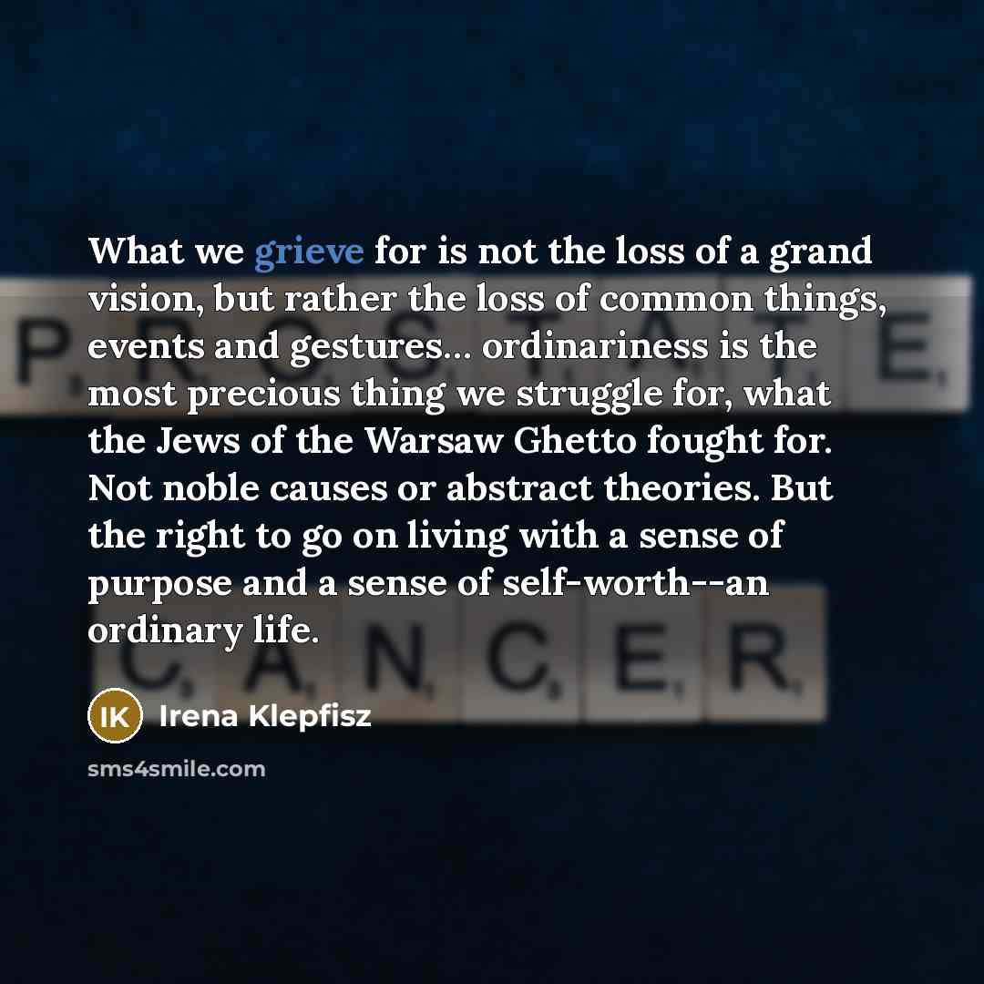 “What we grieve for is not the loss of a…” quote by Irena Klepfisz