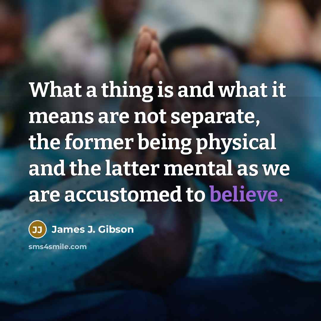 “What a thing is and what it means are not…” quote by James J. Gibson