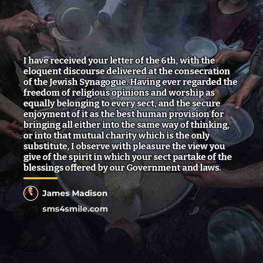 “I have received your letter of the 6th, with the…” quote by James Madison