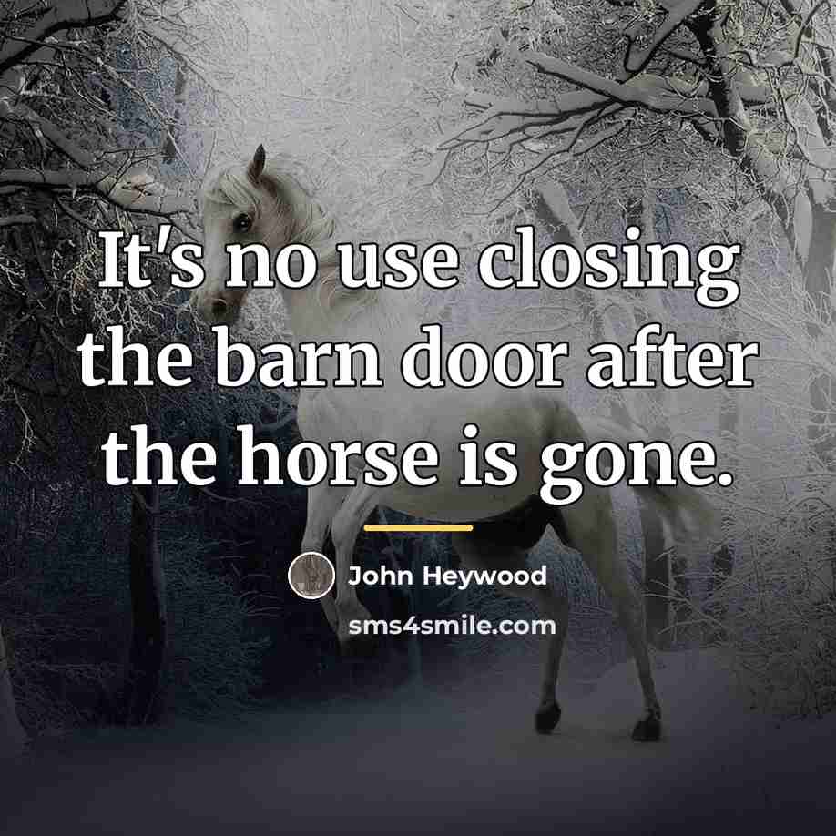 “It's no use closing the barn door after the horse…” quote by John Heywood