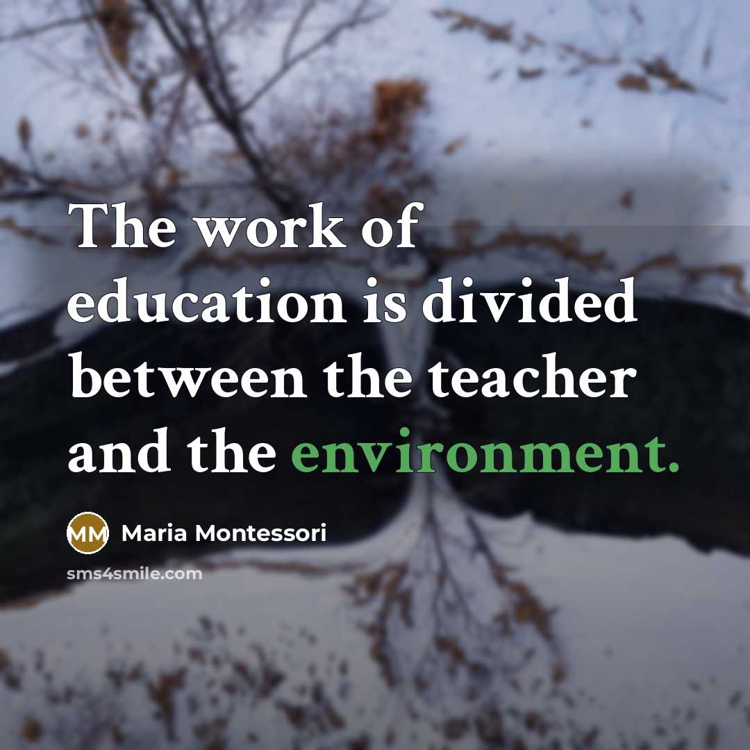 “The work of education is divided between the teacher and…” quote by Maria Montessori