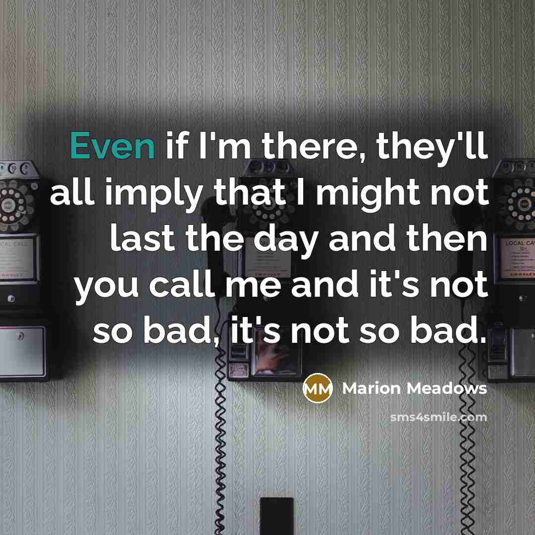 “Even if I'm there, they'll all imply that I might…” quote by Marion Meadows