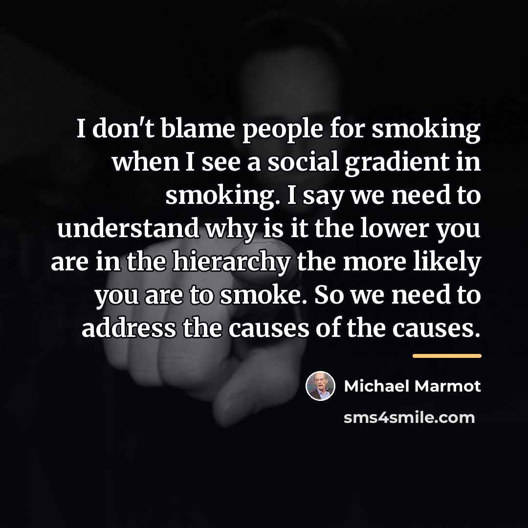 “I don't blame people for smoking when I see a…” quote by Michael Marmot