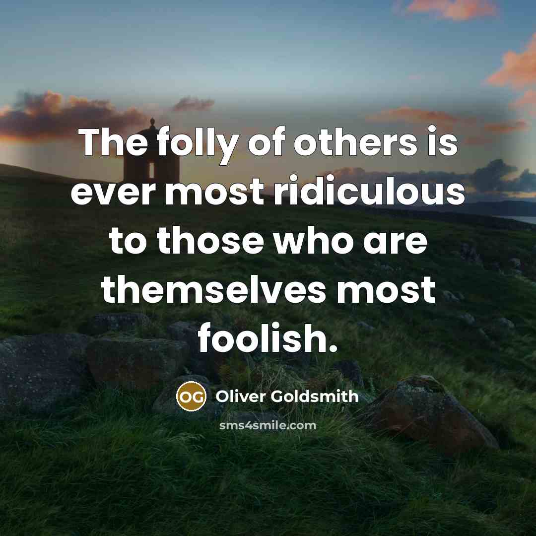 “The folly of others is ever most ridiculous to those…” quote by Oliver Goldsmith