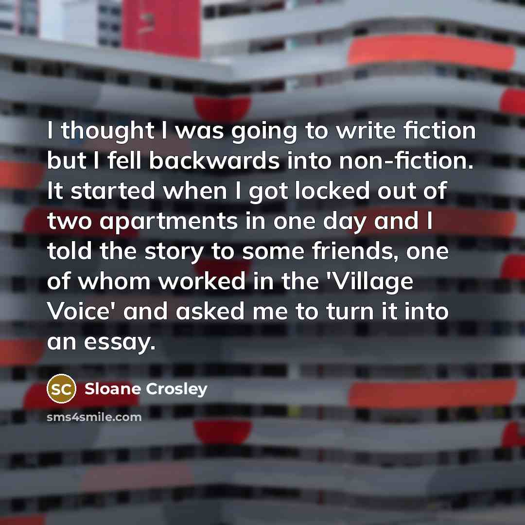 “I thought I was going to write fiction but I…” quote by Sloane Crosley