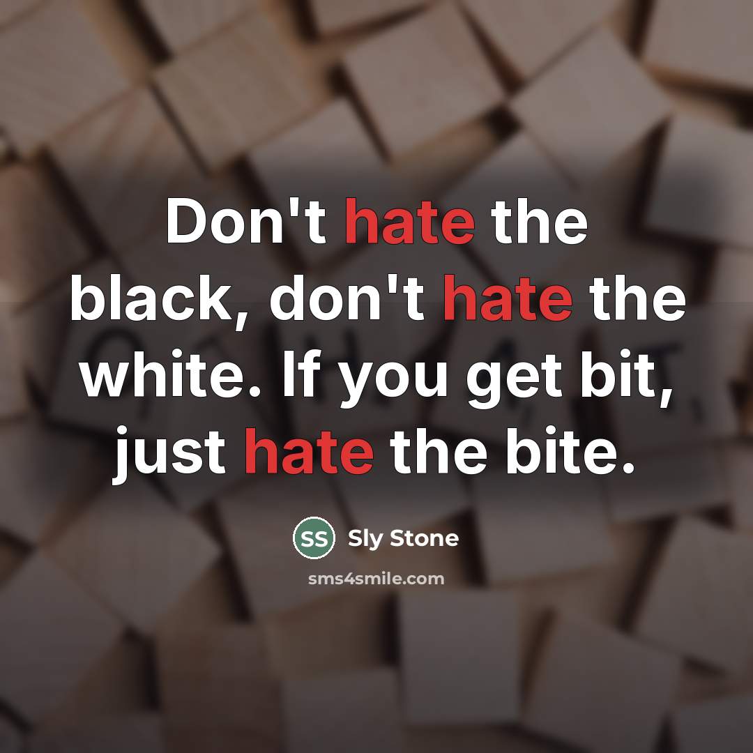 “Don't hate the black, don't hate the white. If you…” quote by Sly Stone