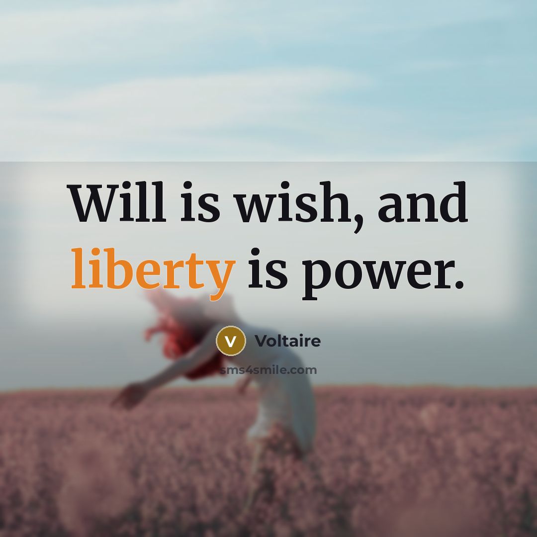 “Will is wish, and liberty is power.…” quote by Voltaire