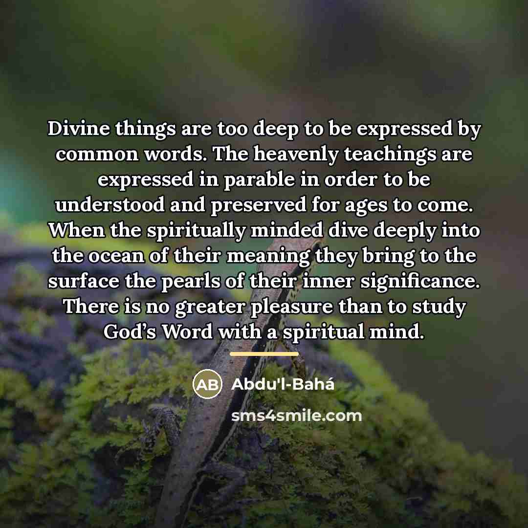 “Divine things are too deep to be expressed by common…” quote by Abdu'l-Bahá