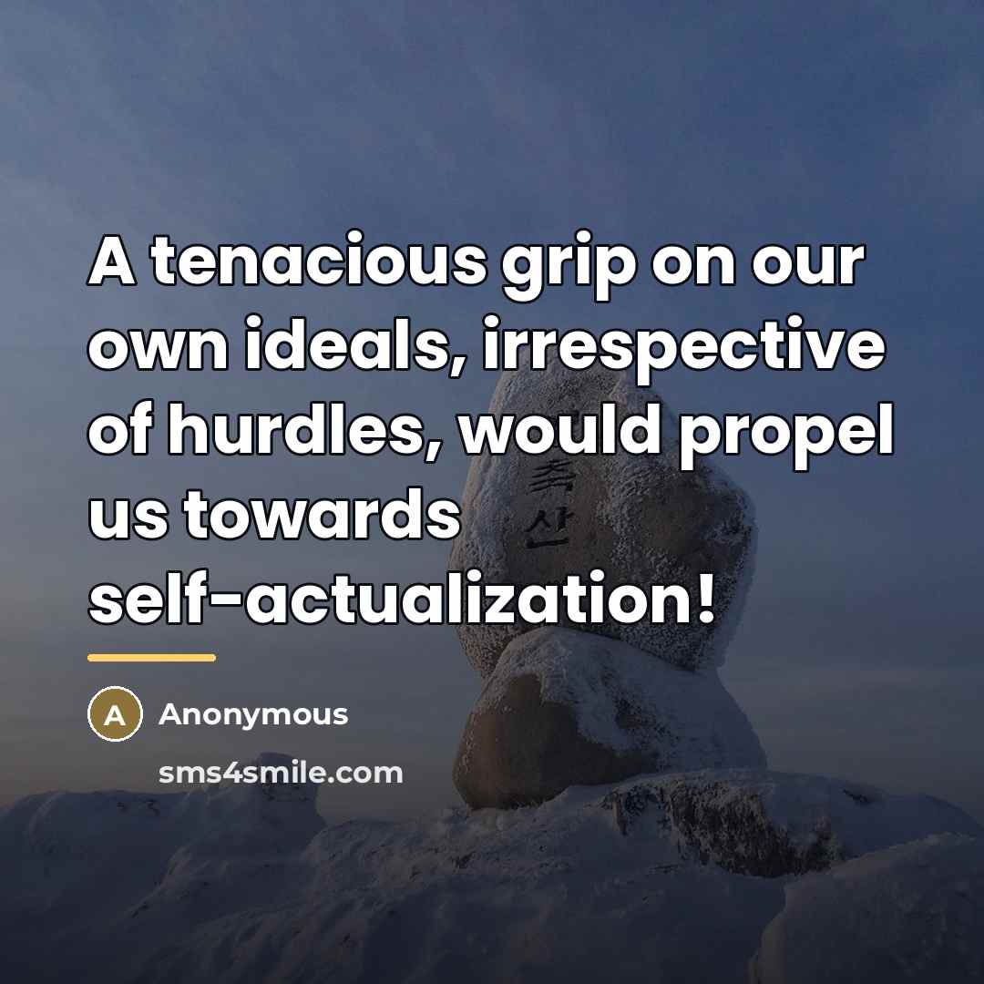 “A tenacious grip on our own ideals, irrespective of hurdles,…” quote by Anonymous