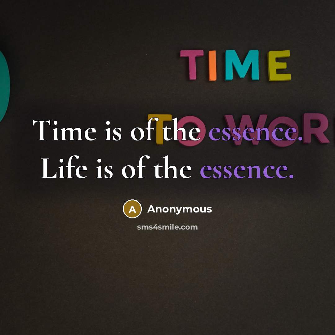 “Time is of the essence. Life is of the essence.” quote by Anonymous