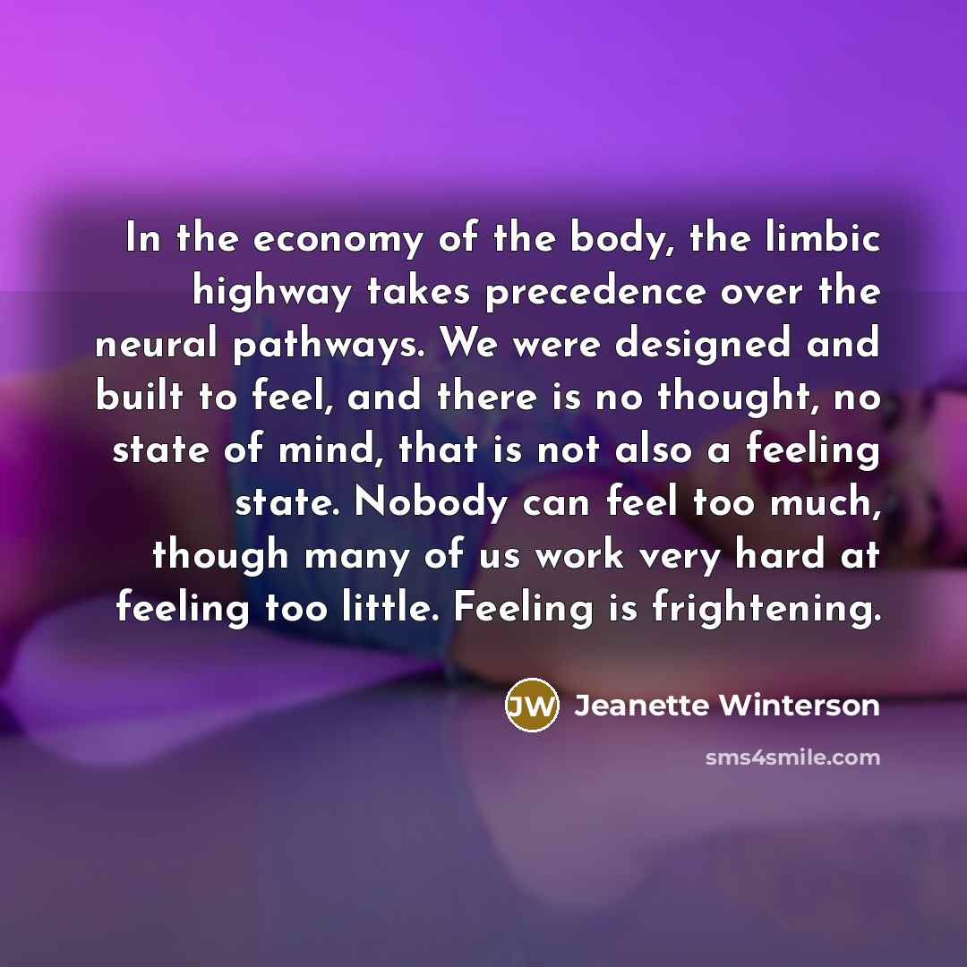 “In the economy of the body, the limbic highway takes…” quote by Jeanette Winterson