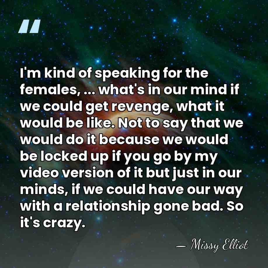 I'm kind of speaking for the females, ... what's in our mind&hellip; - Missy Elliot
