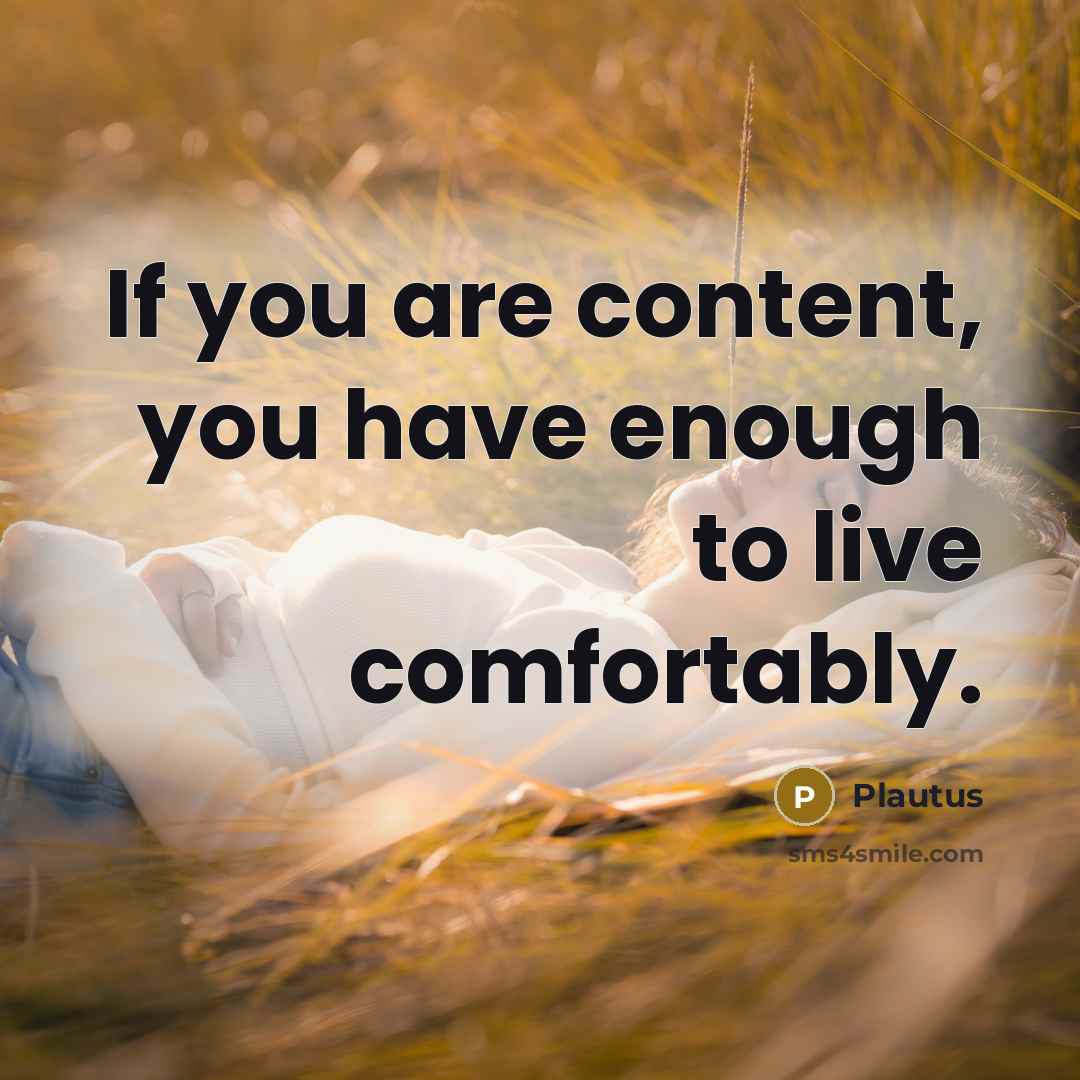 “If you are content, you have enough to live comfortably.” quote by Plautus