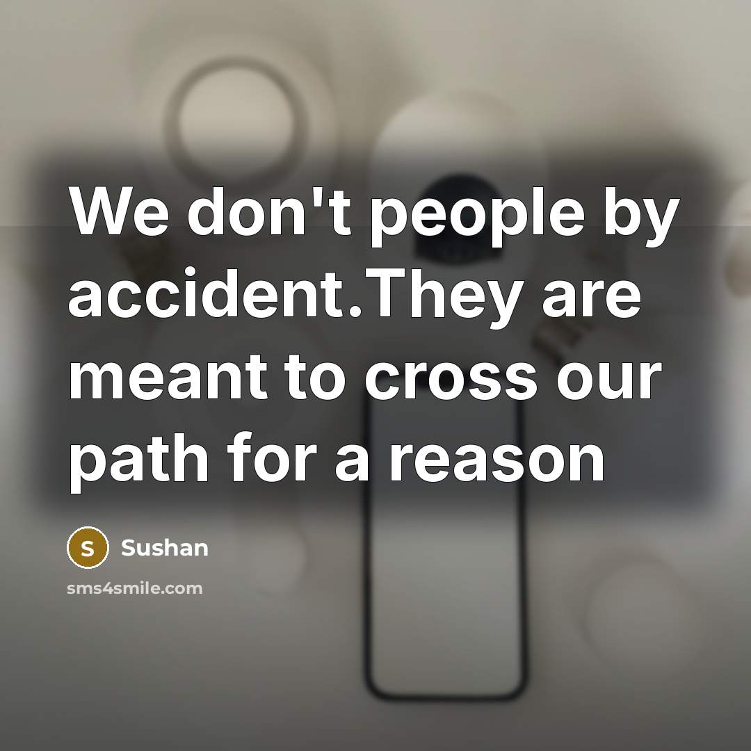 “We don't people by accident.They are meant to cross our…” quote by Sushan