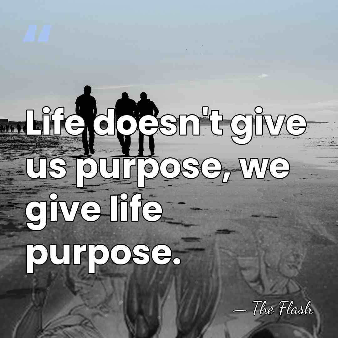 Life doesn't give us purpose, we give life purpose. - The Flash