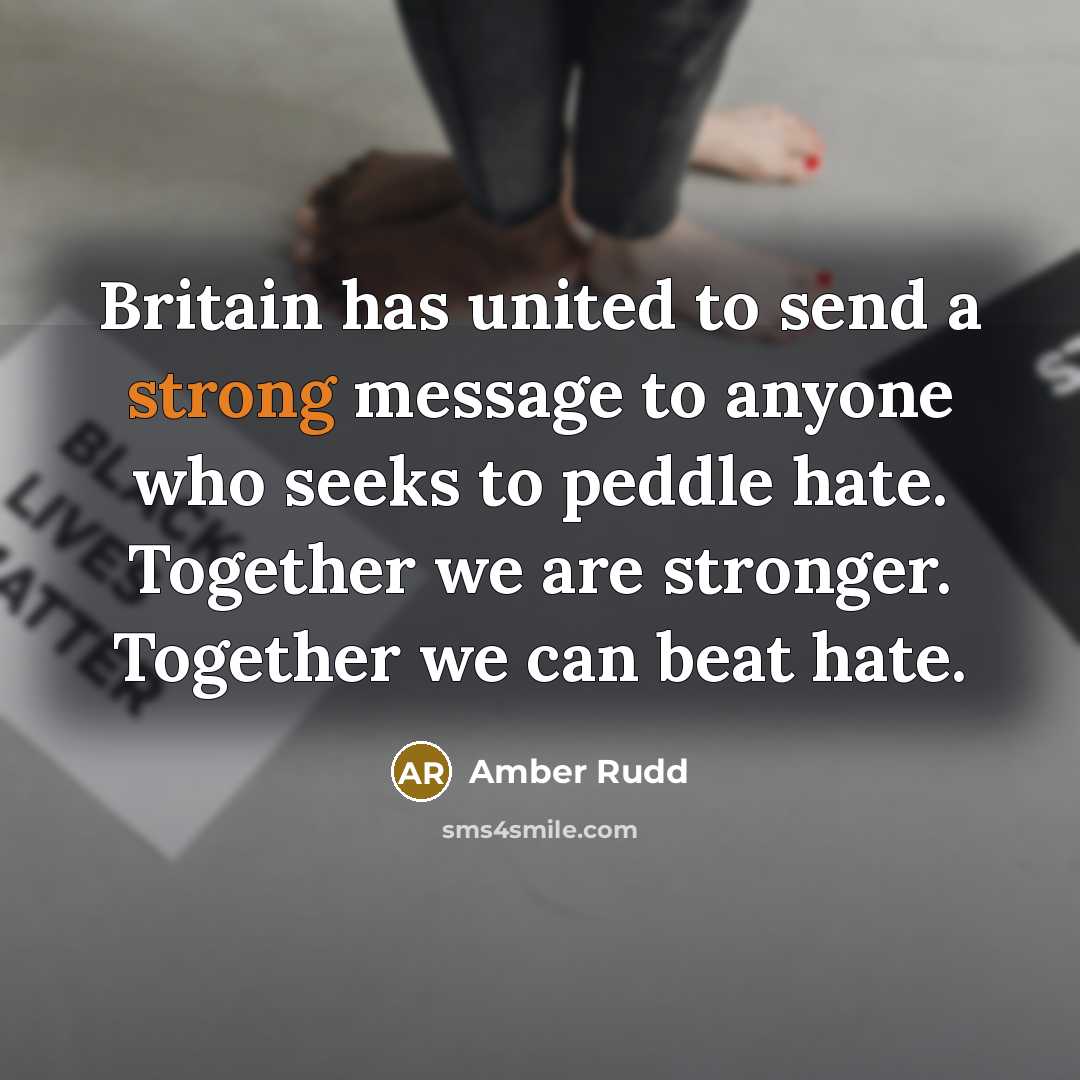 “Britain has united to send a strong message to anyone…” quote by Amber Rudd