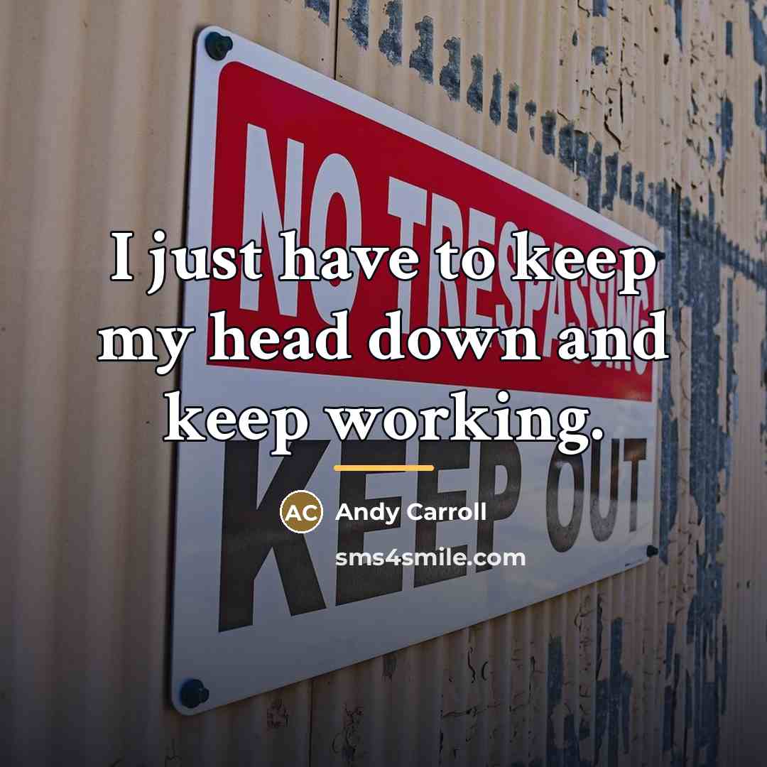 “I just have to keep my head down and keep…” quote by Andy Carroll