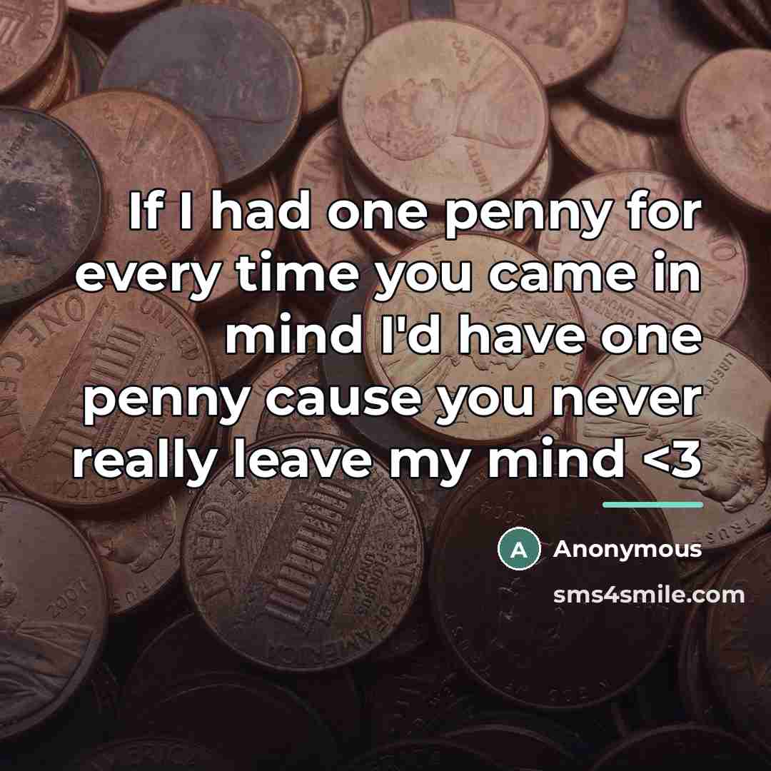 “If I had one penny for every time you came…” quote by Anonymous