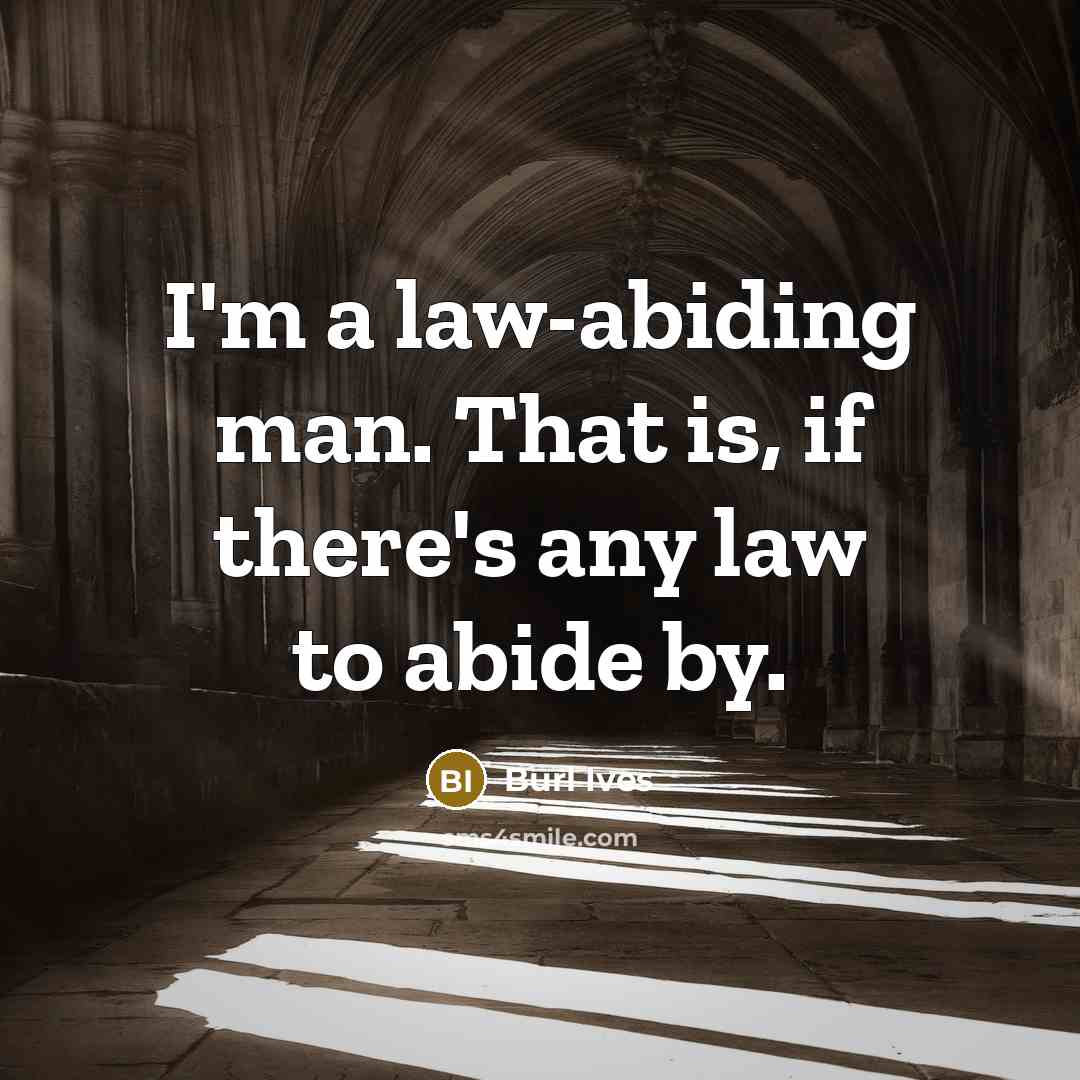 “I'm a law-abiding man. That is, if there's any law to abide by.” quote by Burl Ives