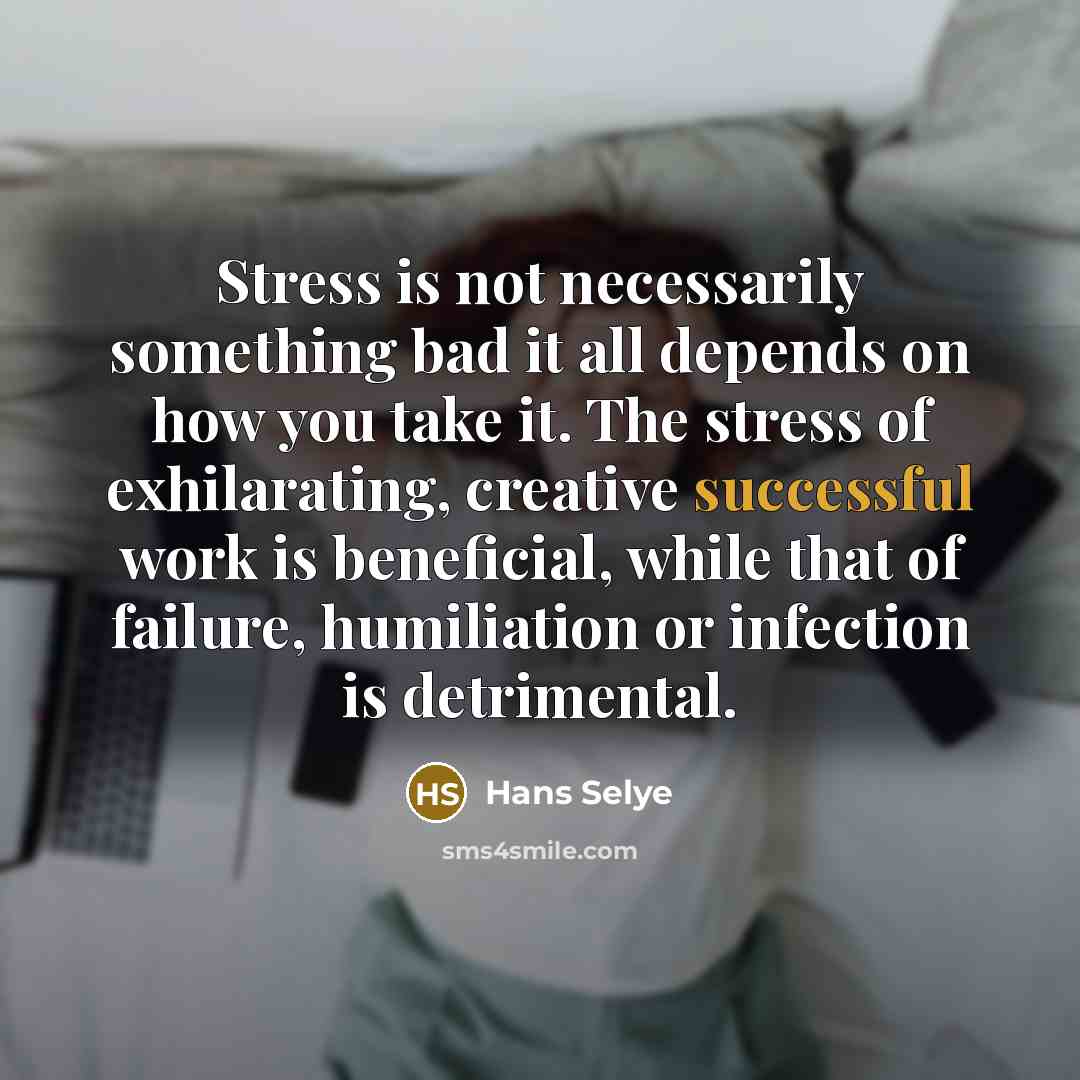 “Stress is not necessarily something bad it all depends on…” quote by Hans Selye