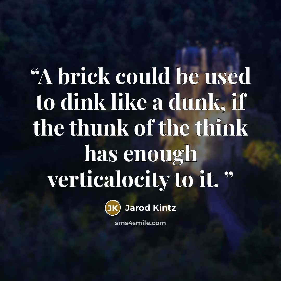 “A brick could be used to dink like a dunk, if the thunk of the think has enough verticalocity to it.” quote by Jarod Kintz