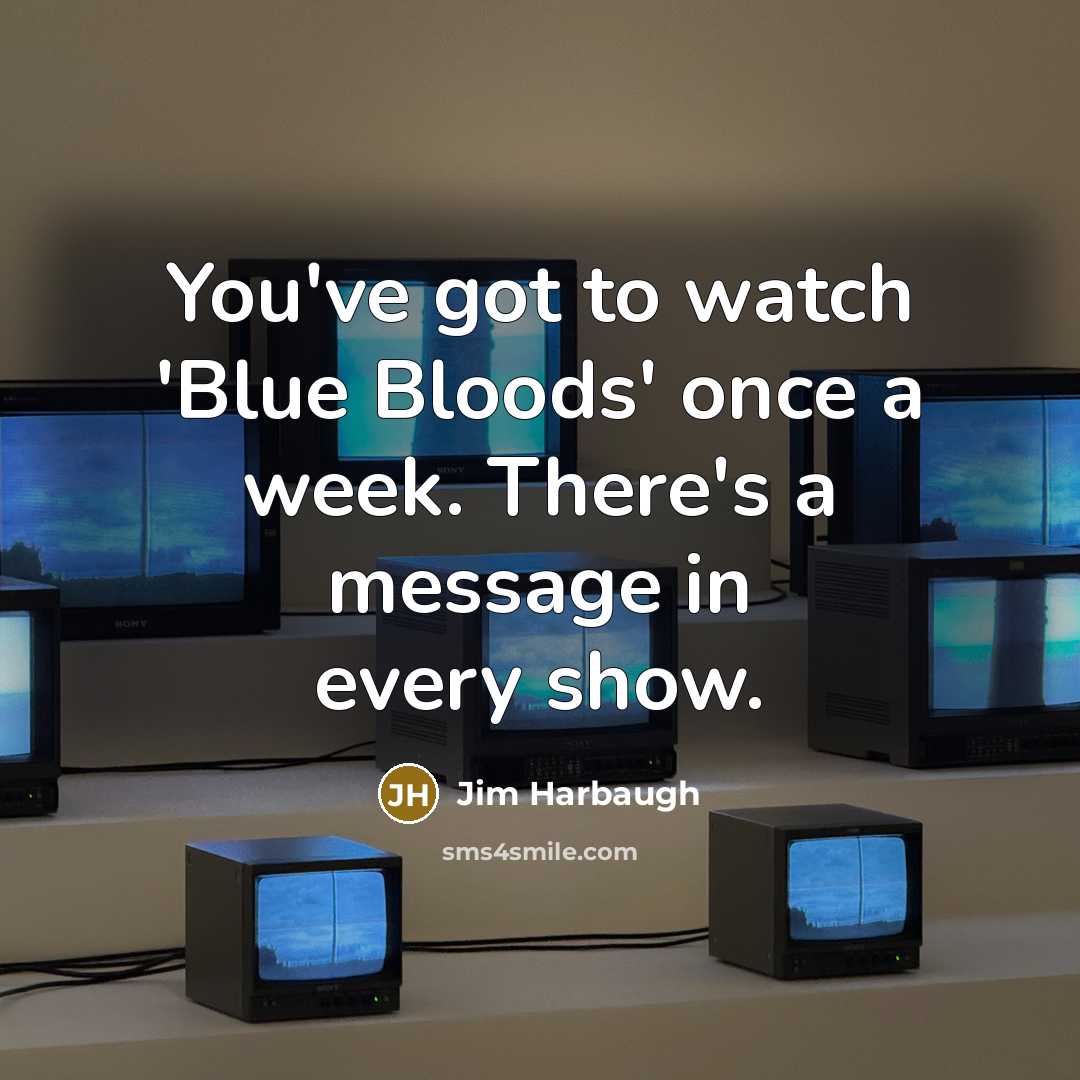 “You've got to watch 'Blue Bloods' once a week. There's…” quote by Jim Harbaugh