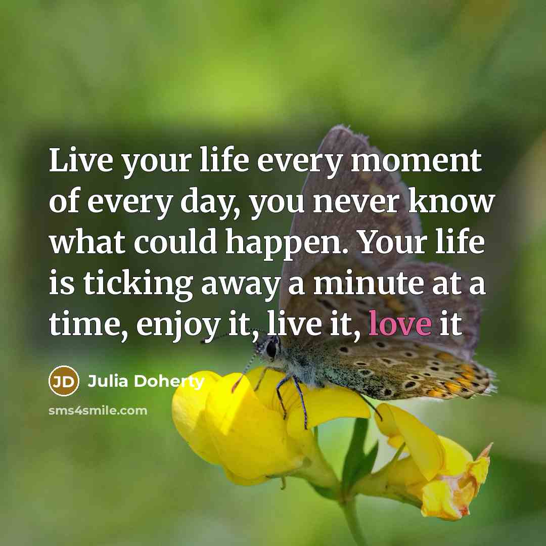 “Live your life every moment of every day, you never…” quote by Julia Doherty