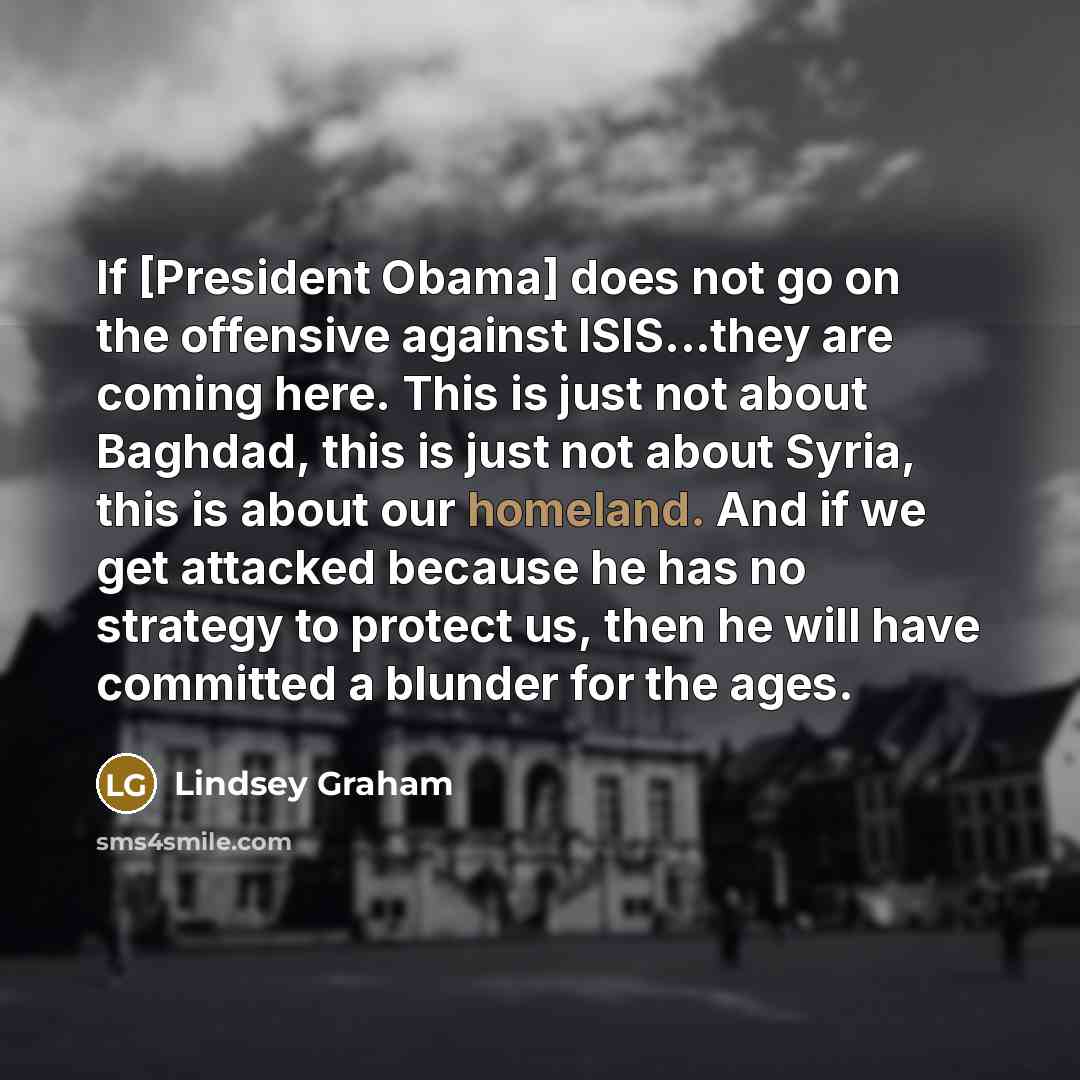 “If [President Obama] does not go on the offensive against…” quote by Lindsey Graham