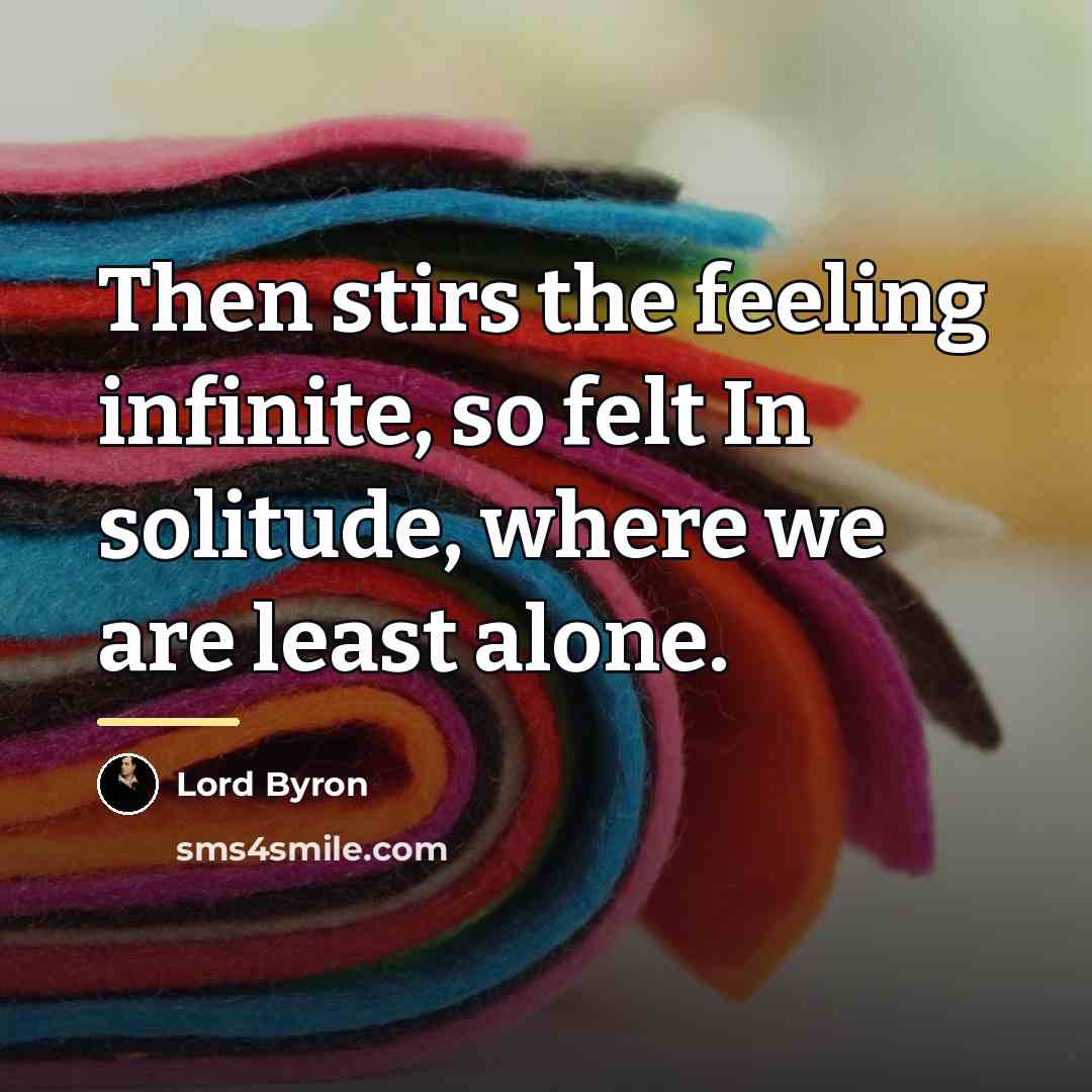 “Then stirs the feeling infinite, so felt In solitude, where…” quote by Lord Byron