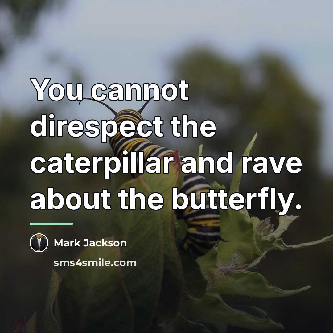 “You cannot direspect the caterpillar and rave about the butterfly.…” quote by Mark Jackson