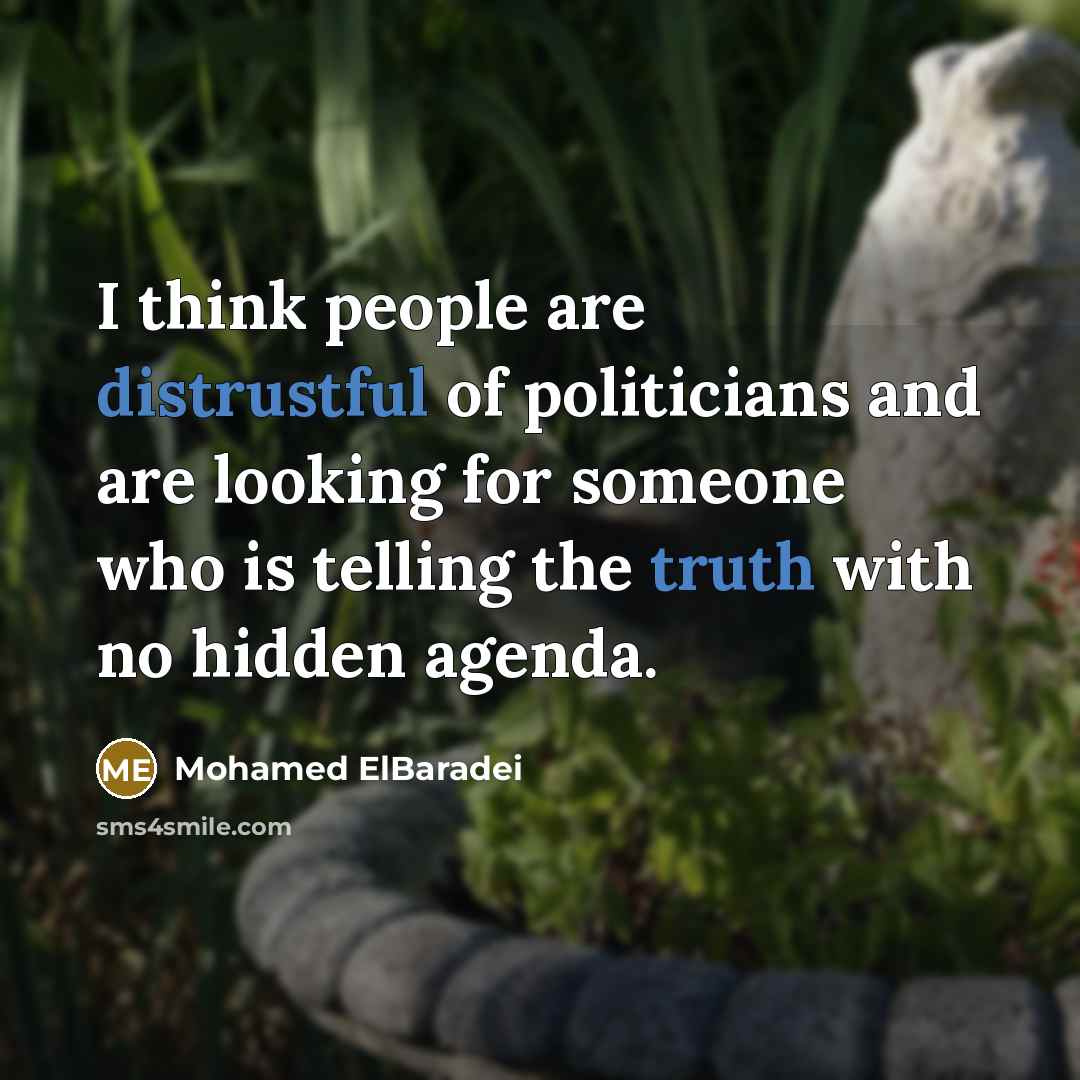 “I think people are distrustful of politicians and are looking…” quote by Mohamed ElBaradei