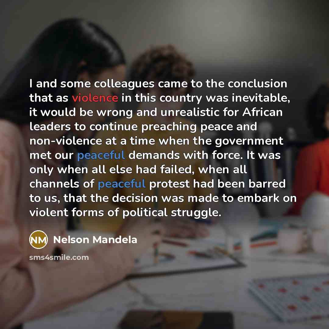 “I and some colleagues came to the conclusion that as…” quote by Nelson Mandela