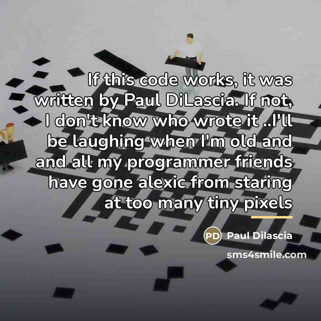 “If this code works, it was written by Paul DiLascia.…” quote by Paul Dilascia