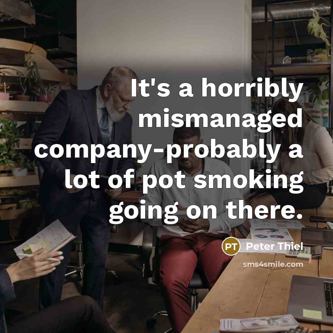 “It's a horribly mismanaged company-probably a lot of pot smoking…” quote by Peter Thiel