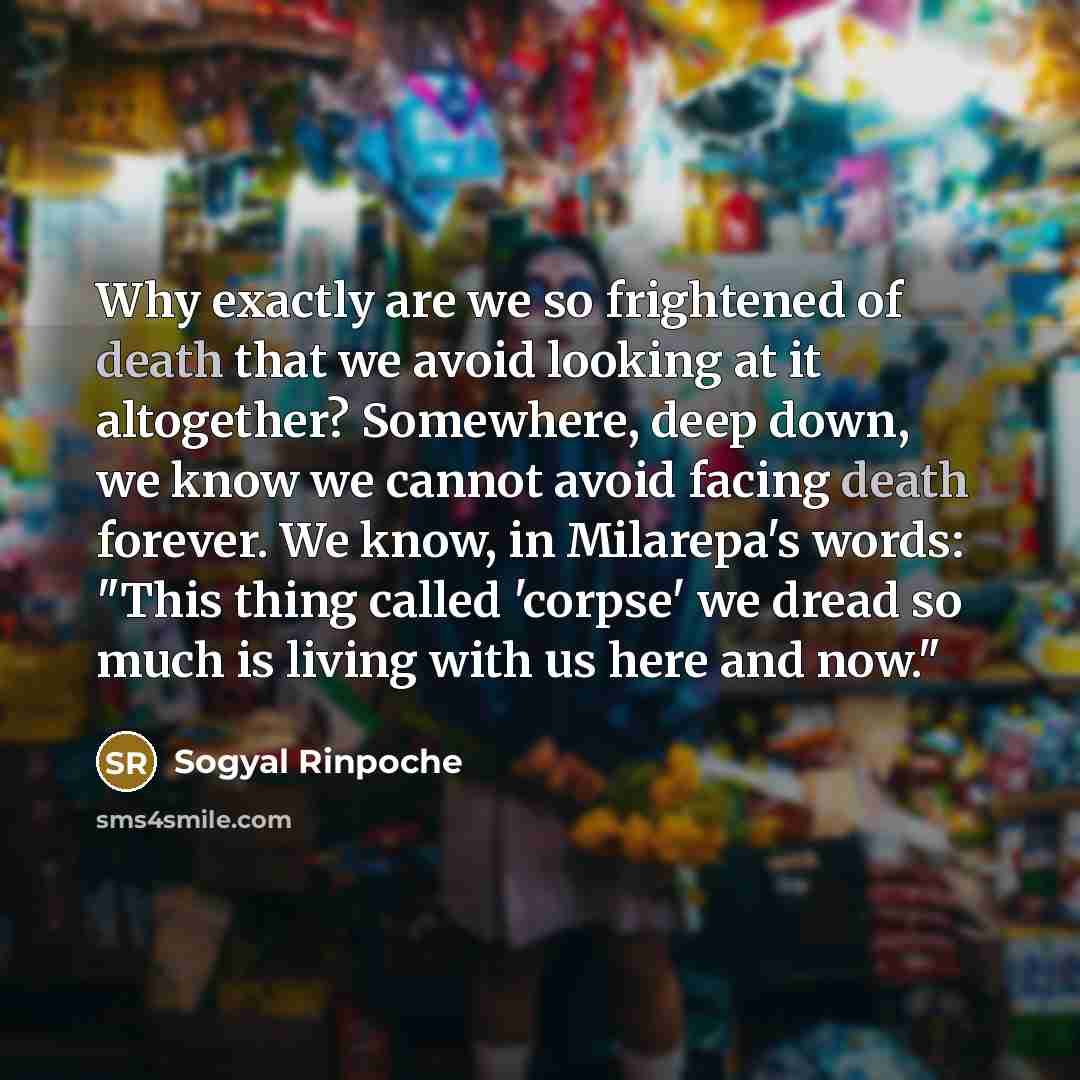 “Why exactly are we so frightened of death that we…” quote by Sogyal Rinpoche